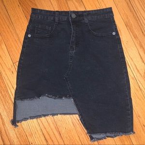 Momokrom Asymmetrical Black Jean Skirt